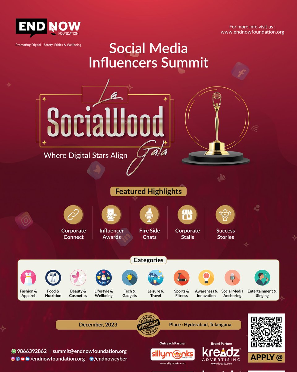 PopperstopTel's tweet image. Join Social Media Influencer Summit!
Calling all digital champions to take the stage and shine!

Venue: Hyderabad, India.

📢 : Nominate the Trailblazers! 🔥
📢 : Apply for Stardom! 🌠
📢 : Be the Change! 💡

Apply now: endnowfoundation.org/social-media-i… 

#LASOCIAWOODGALA #InfluenceForGood