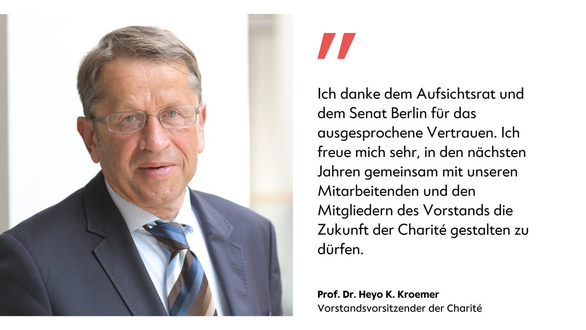 #CharitéBerlin-Vorstandsvorsitzender Prof. Heyo K. Kroemer wird für weitere 5 Jahre die Geschicke der Berliner Universitätsmedizin leiten. Er und die Aufsichtsratsvorsitzende <a href="/CzyIna/">Ina Czyborra</a> (<a href="/SenWGP/">Senatsverwaltung WGP</a>) haben heute den Vertrag für seine zweite Amtszeit geschlossen. charite.de/service/presse…