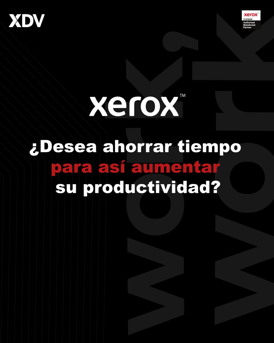 Facilitamos a las personas que realicen un gran trabajo donde quiera que estén. Desde la información que necesita en casa hasta el equipo que utiliza en la oficina.
#caracas #XDV #xerox #chacao #tecnologia #evolucion #innovacion #venezuela #digitalización #imprime #toner