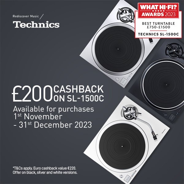 HTFHiFi's tweet photo. Order now and you can receive £200 cashback on the award winning Technics SL-1500C turntable. With a choice of black, silver and white finishes available, what are you waiting for?

https://t.co/WDbpFLADkw https://t.co/ddqA2MnUBd