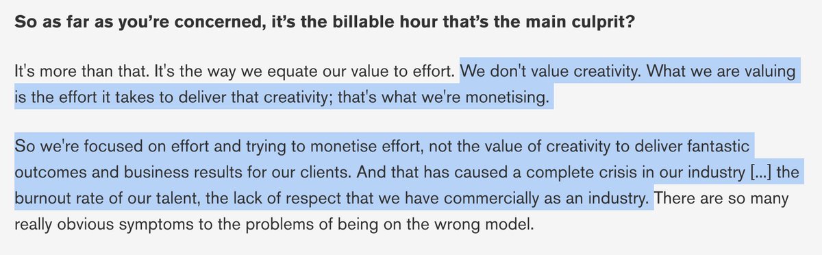 Not sure how I missed this interview with Caroline Johnson in <a href="/contagious/">Contagious</a> but it is filled with truthbombs about the problems in our business. I've snipped four sections here, but you should read the whole thing. /1