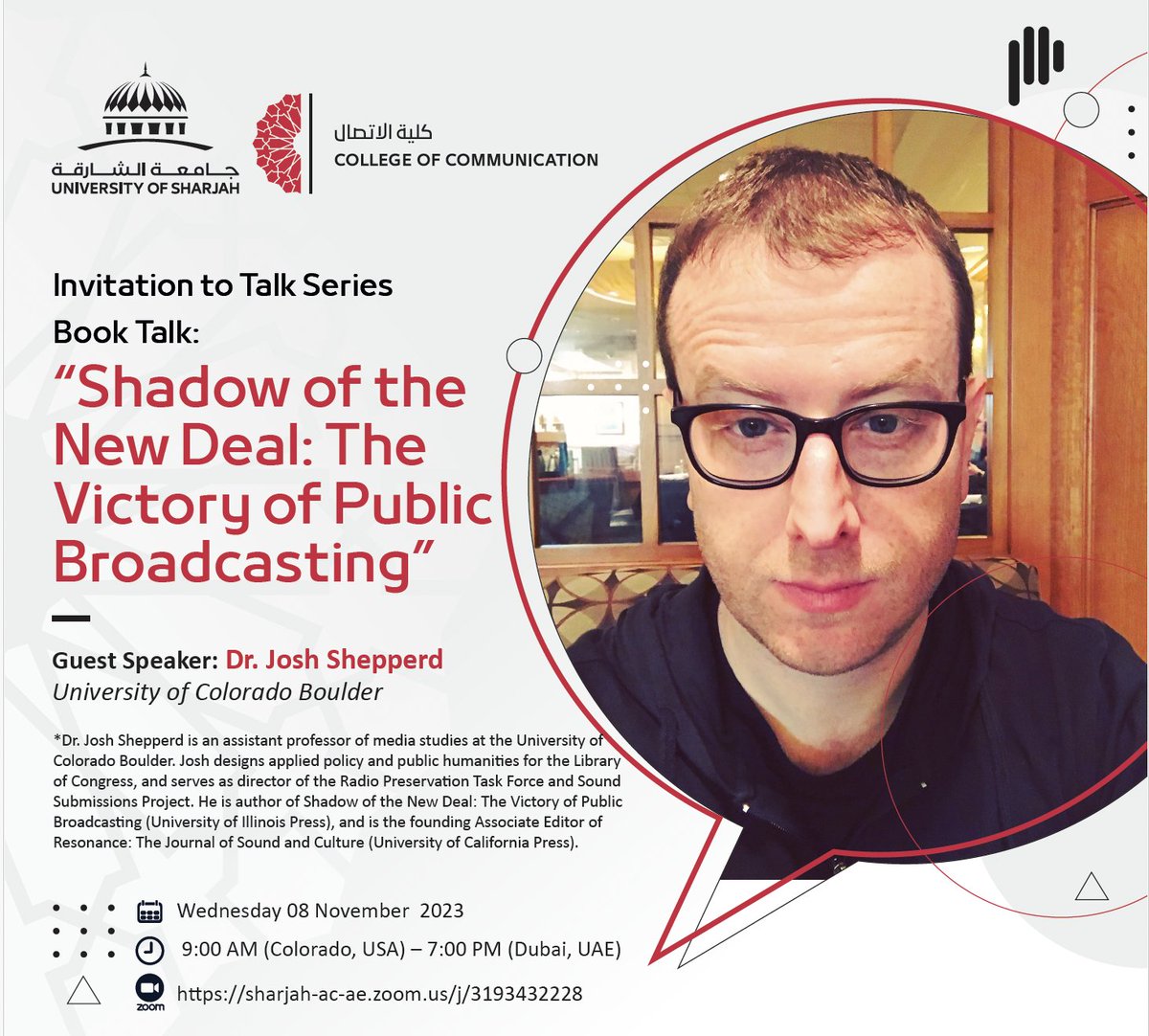 Looking forward to visiting with University of Sharjah faculty and students to talk about my new book! Thanks to @jairolugo.