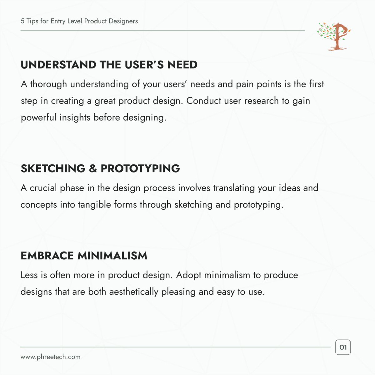 PhreeTechLabs's tweet photo. Ready to kickstart your career as an Entry-Level Product Designer? Here are 5 essential tips to help you succeed.
#productdesign #productdesigner #uidesign #uxdesign #phreetech https://t.co/86tcW7GCM8