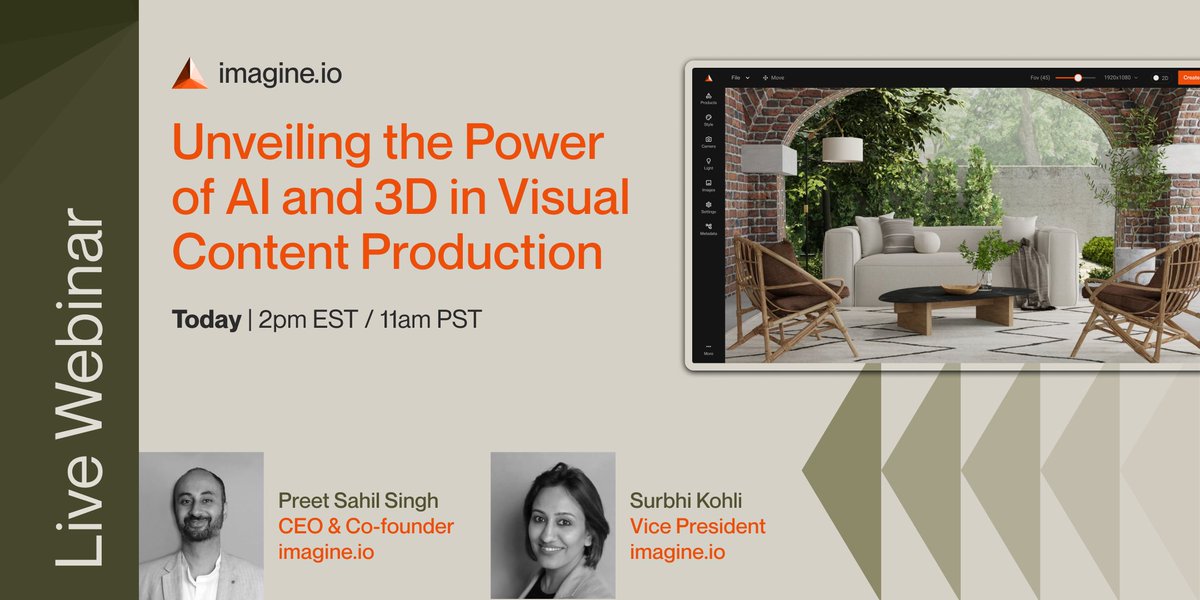 🛋️ TODAY 🗓️ 🖥️ Join us at 2PM EST/ 11AM PST for an insightful webinar packed with practical tips, case studies, and live demonstrations 🔥

➡️ Snag your last minute spot now: hubs.li/Q027hCPl0

#imagineio #3Dimage #3Drendering #AI