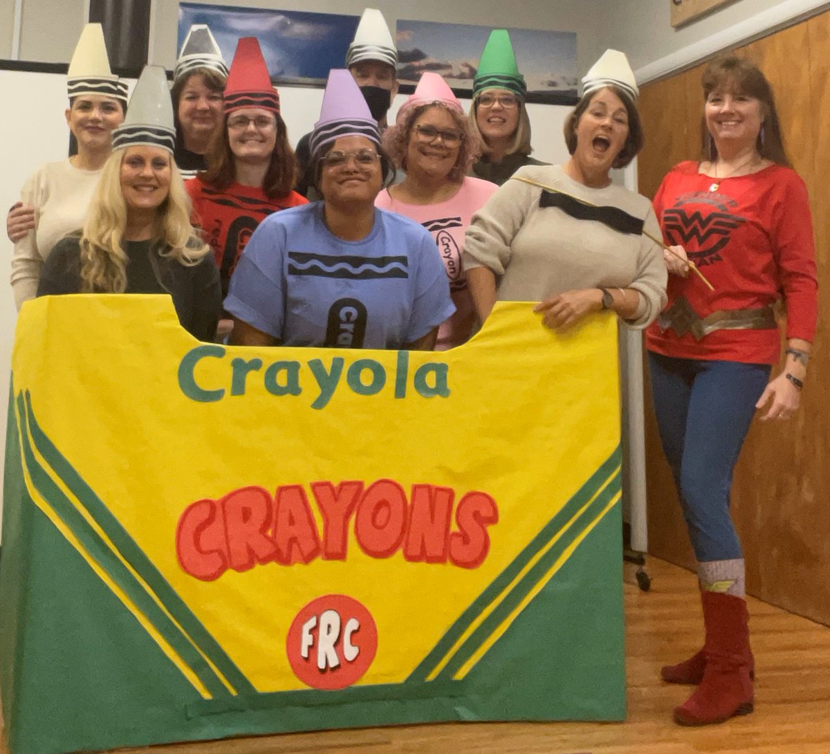 CCPS_FRC's tweet image. Unleashing our inner crayon 🖍️ at FRC in celebration of Halloween 🎃yesterday; with #WonderWoman practicing  her lasso skills 😆 #allin4CCPS #Halloween2023