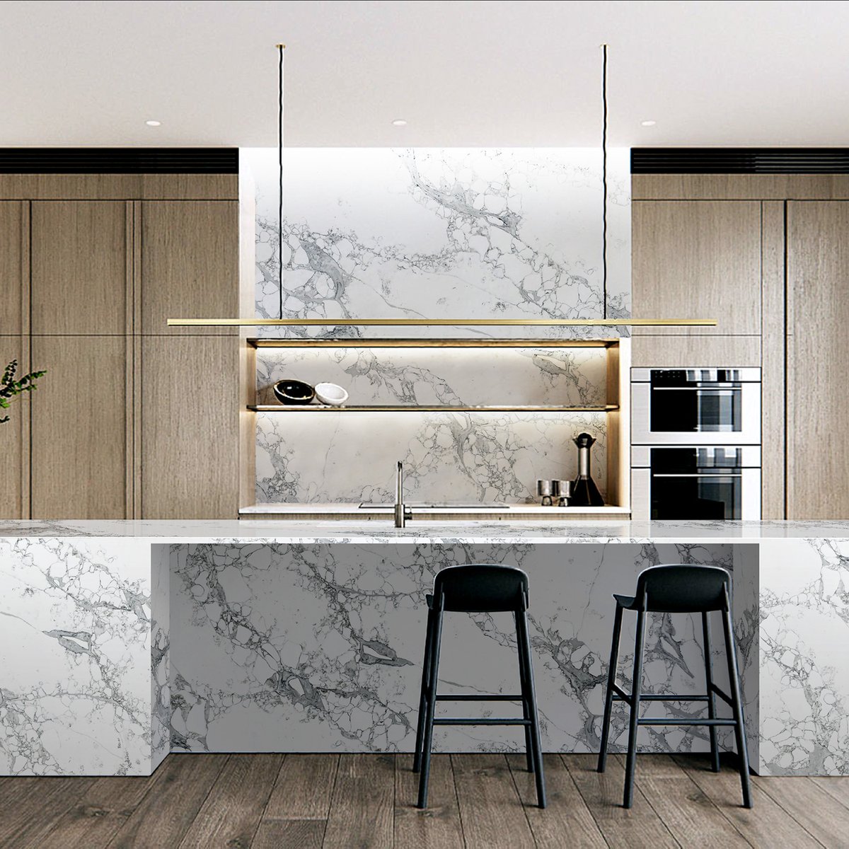 Marble-effect materials have been a popular choice for the kitchen for a while, and now they’re getting bolder and even more expressive. The classic white with grey neutral tones of CRL Quartz Milano is a look with timeless appeal. . #marblequartz #whitequartz #marblekitchen