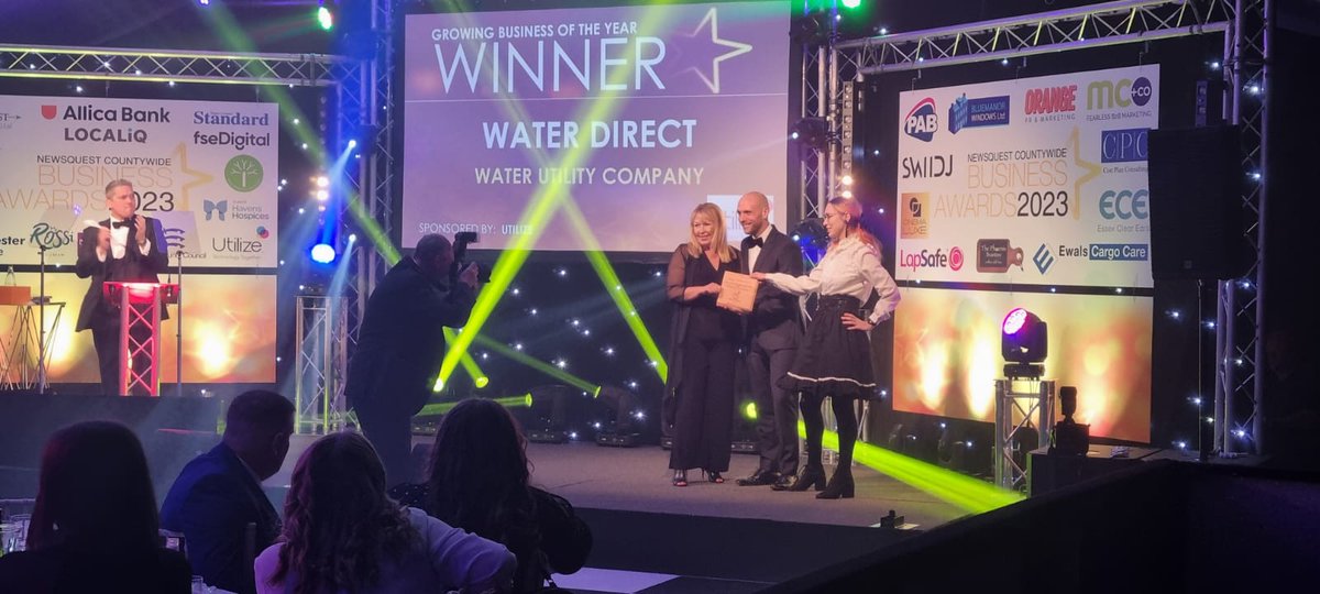 As well as winning two awards last Friday, Utilize also sponsored the Growing Business of the Year category. On the Managing Director, @GuyHocking101 , presented this to deserved category winners @waterdirect Congratulations again! #sxbusinessawards #growingbusiness