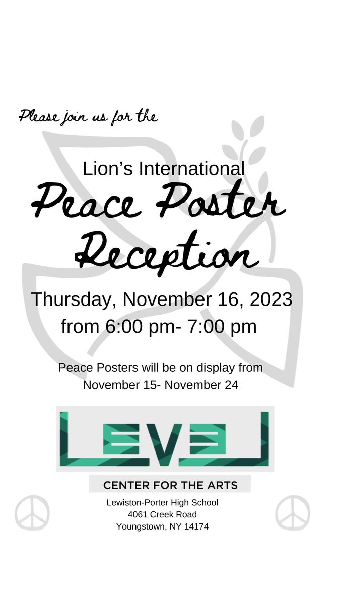 Join us for a reception celebrating middle school Peace Posters!