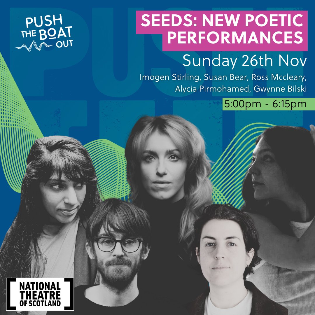 Catch our brand spanking new contemporary poetry-led performances!  Commissioned by #PTBO and @NTSonline, @imogen_stirling, @GoodDogSuse, @strongmisgiving, @a_pirmohamed & @gwynnebilski will perform work prompted by the word 'Seed.'🌱 Get your tickets ➡️tinyurl.com/3s8vyf42