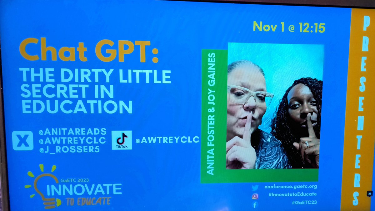 Joy Gaines (@j_rosser5) on Twitter photo If you're <a href="/GaETConf/">Georgia Educational Technology Conference</a> come see us at 12:15pm. #CobbInTech #GaETC23 If you're <a href="/GaETConf/">Georgia Educational Technology Conference</a> come see us at 12:15pm. #CobbInTech #GaETC23
