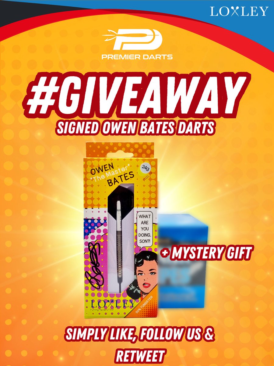 Premier Darts Official (@premierdarts) on Twitter photo GIVEAWAY!!! Great One For You Here Guys! 💦
To Celebrate <a href="/owenbates180/">Owen Bates</a> Receiving His PDC Tour Card We Are Going To Giveaway This Set Of Signed "The Master Bates" Darts + Mystery Gift.
To Enter:
Like✅
Follow us ✅
Retweet ✅
<a href="/LoxleyDarts/">Loxley Darts</a> <a href="/MatadorDarts/">Kurt @ MatadorDarts.com</a> @AttitudeDarts GIVEAWAY!!! Great One For You Here Guys! 💦
To Celebrate <a href="/owenbates180/">Owen Bates</a> Receiving His PDC Tour Card We Are Going To Giveaway This Set Of Signed "The Master Bates" Darts + Mystery Gift.
To Enter:
Like✅
Follow us ✅
Retweet ✅
<a href="/LoxleyDarts/">Loxley Darts</a> <a href="/MatadorDarts/">Kurt @ MatadorDarts.com</a> @AttitudeDarts