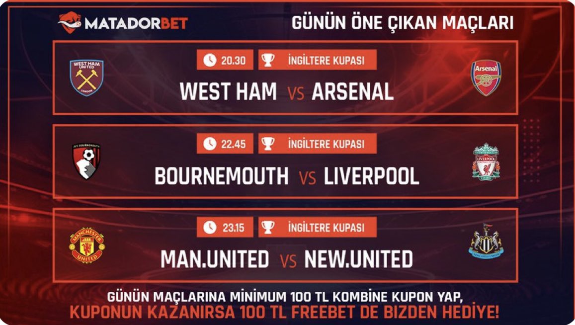 💸KUPONUN KAZANIRSA +100 FREEBET!

⚽️ Günün Karşılaşmalarına Minimum 100 TL Kombine Kupon Yap, 

🎁 Kuponun Kazanırsa 100 TL Freebet Hediye! 

✍️ Bahis Yap 👉 cutt.ly/5wQYYkVK x.com/messages/media…