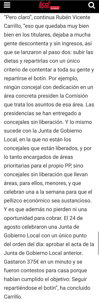 Lo de aumentar ingresos a través de las dietas, que publica <a href="/Gonzalo_Sellers/">Gonzalo Sellers</a> en el <a href="/dmontanes/">eldiariomontanes.es</a>, en el Parlamento lo llaman "El Método Piélagos"
elecoregional.com/duras-criticas…