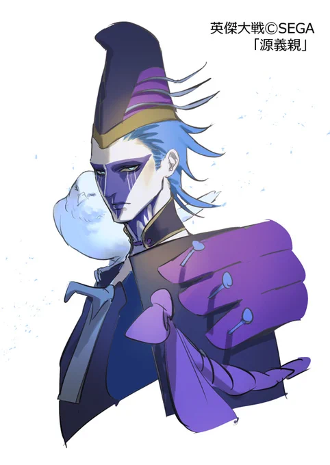 【宣伝】本日新バージョン稼働! SEGAさんの「英傑大戦」にて「源義親(佐々木望さん)」のイラストを担当させて頂きました～ 美人トリチャンをつれた孤高のアンチヒーローさんです よろしくね～!! #英傑大戦 
