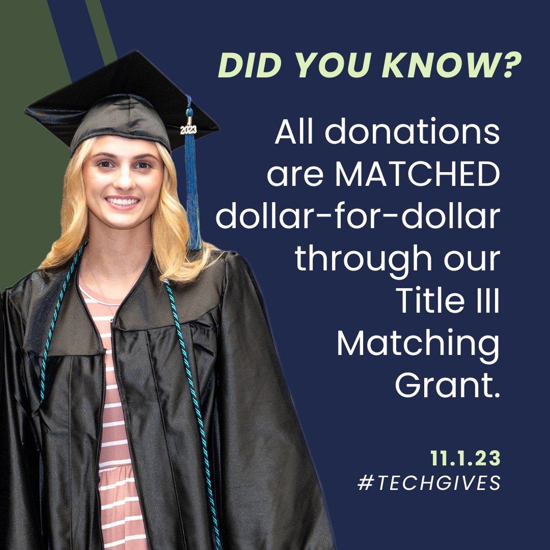 McDowellTechCC's tweet photo. Double the impact! Give now to the McDowell Tech Foundation Endowment and your donation will be matched dollar for dollar through our Title III Matching Grant.
Your Gift, Their Success!
🌐 Learn more: https://t.co/EeRtdolIhk
#TechGives #GivingDay https://t.co/OLXLQbGwqO