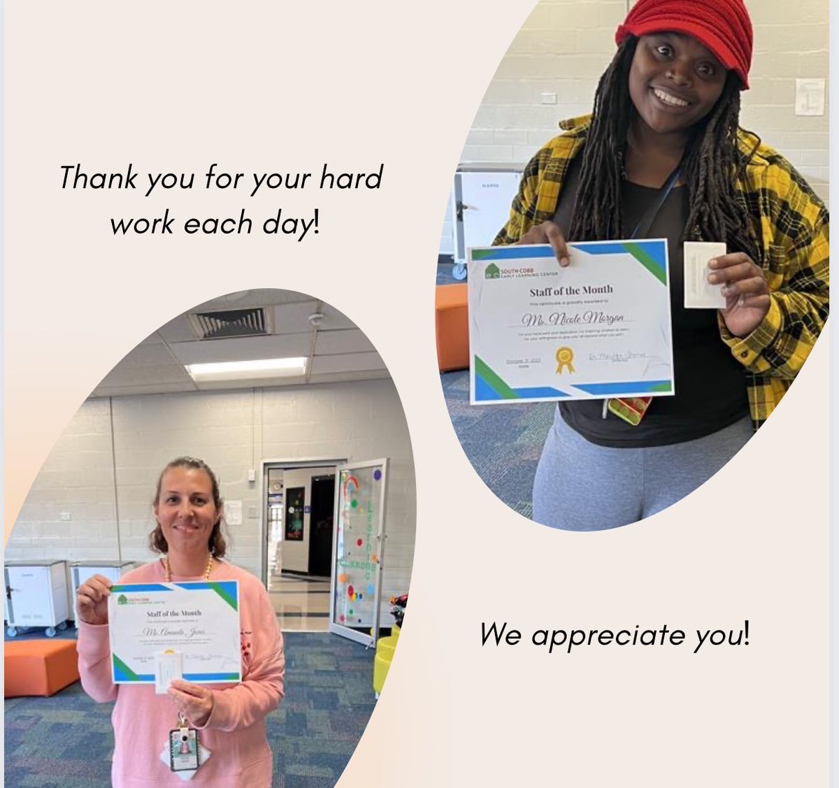 Celebrating our October Staff Members of the Month! Thanks for all you do! #BetterTogether #SCELC #GAPreK #earlylearning