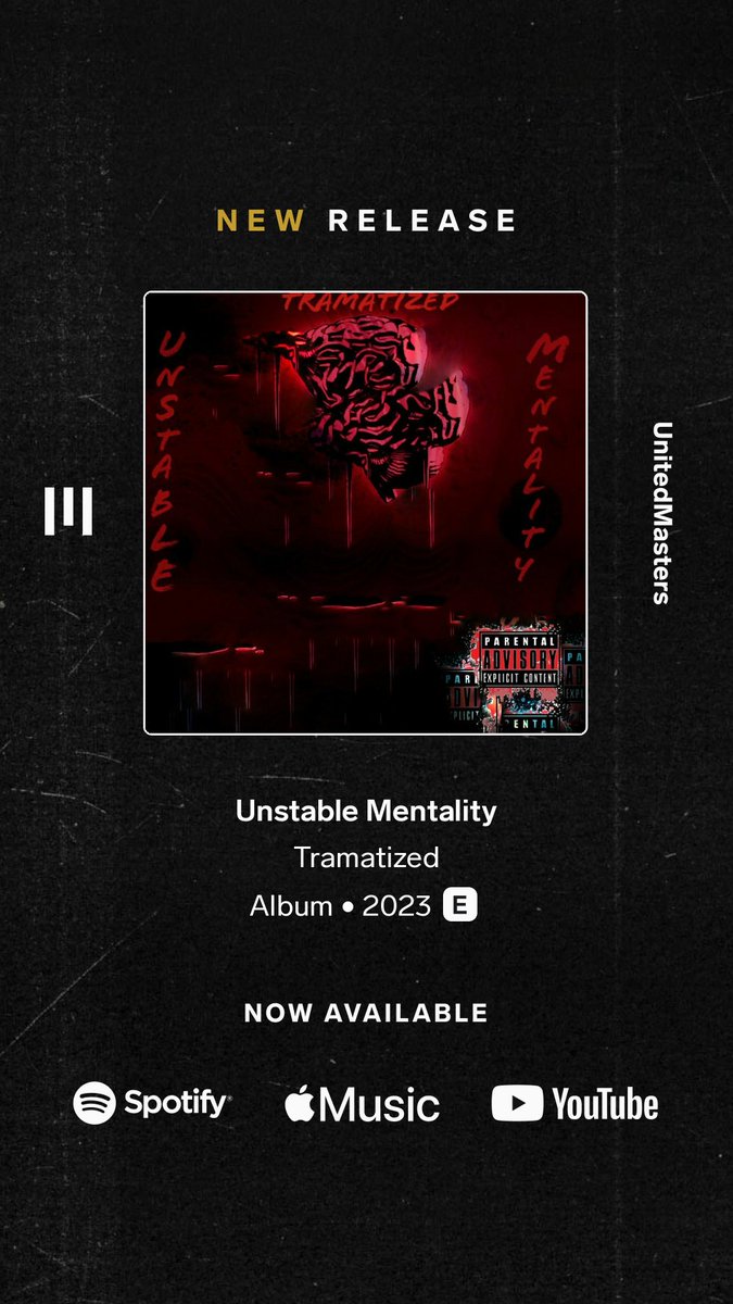 TRTramatized's tweet photo. Check Out my Unstable Mentality‼️
The album is powered by, UnitedMasters & Symphony‼️Take a peek, Take A Listen. If You Like Them Follow Me Like Religion.
Peace & love
https://t.co/dSSNFk1go9
#tramatized #tramatizedfans #unstablementality #newalbum #newmusic #rapmusic #hiphop https://t.co/hIkd1FysM0