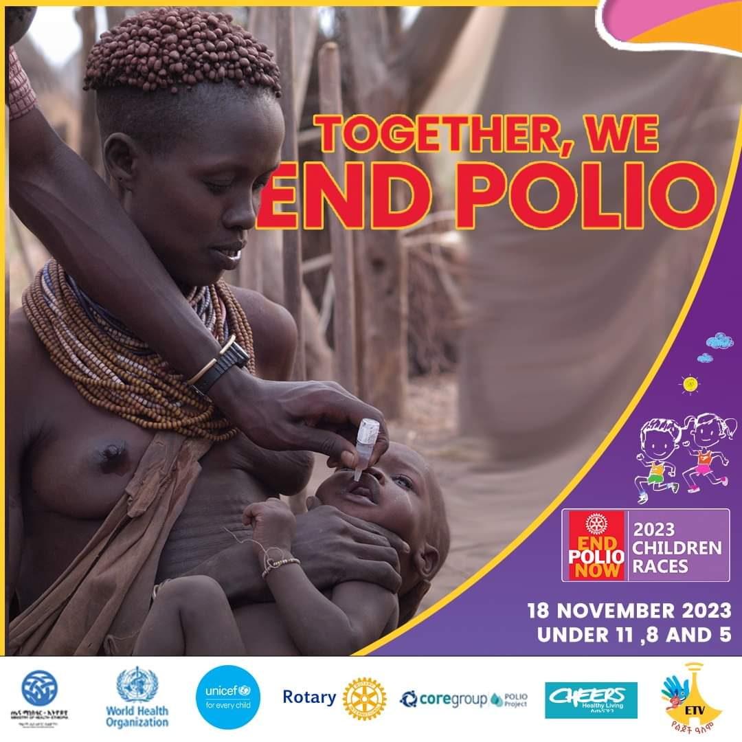 🌍 Join us on November 18, 2023, for the Children Races, hosted by the Great Ethiopian Run and Rotary Ethiopia, as we come together to end Polio! 🏃‍♀️🏃‍♂️ 

#EndPolio #GreatEthiopianRun  #TogetherWeEndPolio #weareone #creathopeintheworld #ProudRotarians #BlessedAchievements