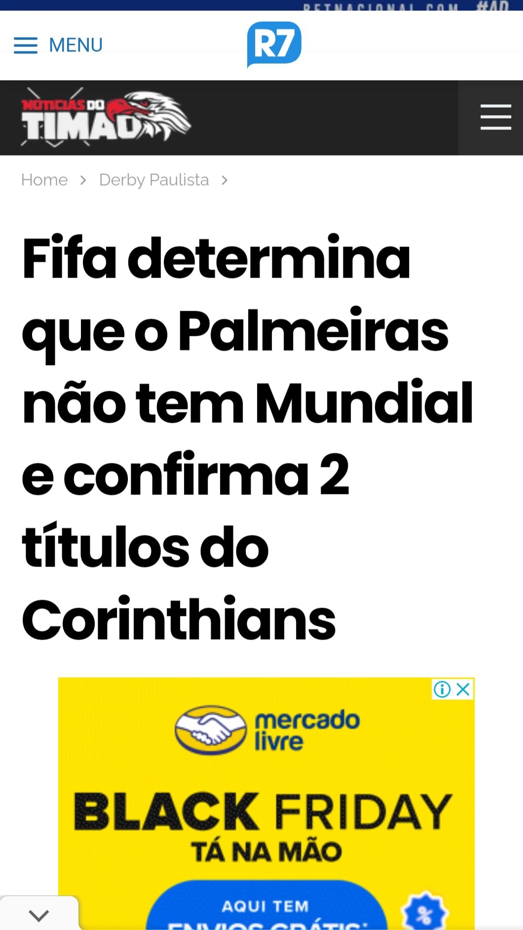 Fifa determina que o Palmeiras não tem Mundial e confirma 2 títulos do  Corinthians