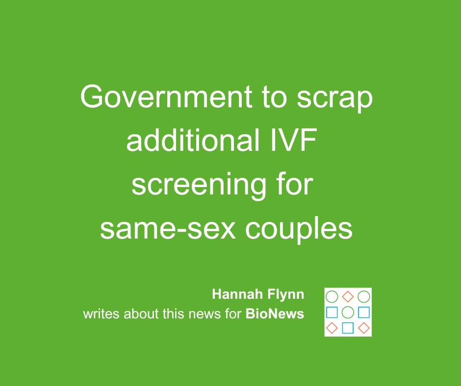 New planned legislation will mean women in same-sex relationships can undergo #IVF using partner's eggs, without their partner having to undergo additional costly screening. Find out more in BioNews: progress.org.uk/government-to-… #fertility #infertility #ttc #LGBTQ+ #LGBT