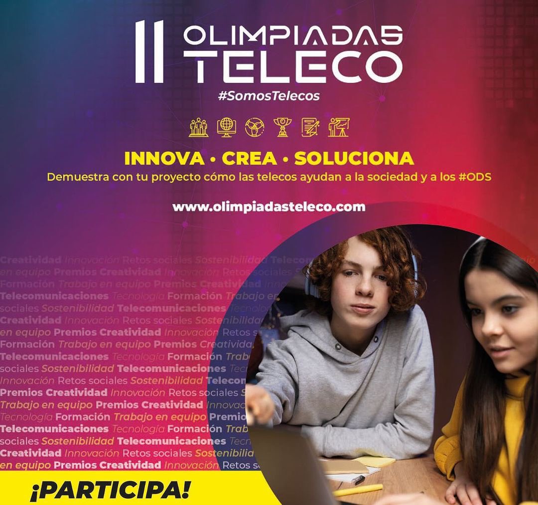 #coittcan II Olimpiadas Nacionales #Teleco lanzan un reto #ODS a alumnado de 2º, 3º y 4º de ESO, Bachillerato y ciclos Formativos de Grado Medio y Superior 📷 Reto: crear #solucionessostenibles con #tecnología 📷
lnkd.in/dqSYNQDp
#somostelecos
<a href="/Colegio/">colegiodemonjas</a>
<a href="/coitt_aegitt/">COITT - telecos.zone</a>