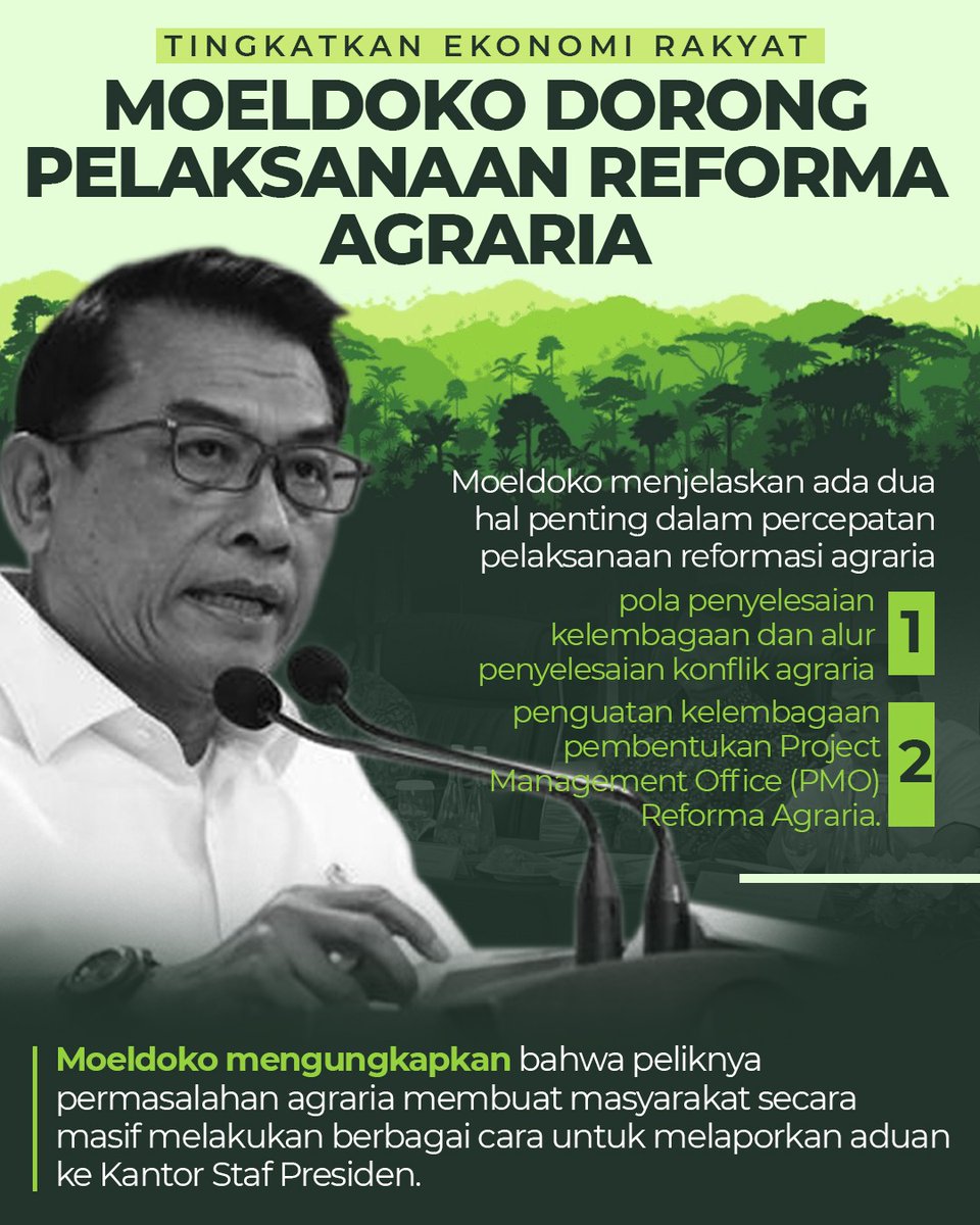 Moeldoko menjelaskan ada dua hal penting dalam percepatan pelaksanaan reformasi agraria, maju terus pertanian Indonesia
#MoeldokoPenjagaNKRI
<a href="/Dr_Moeldoko/">Dr.H.Moeldoko</a>