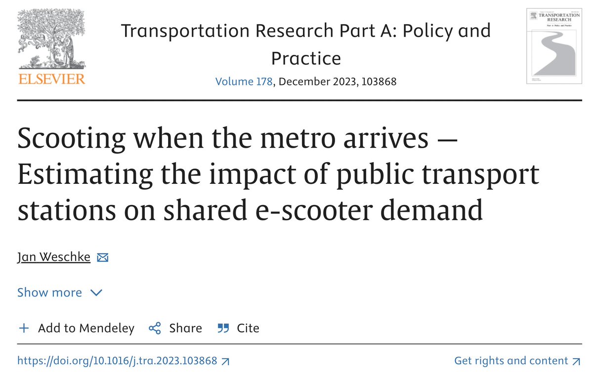 DavidZipper's tweet photo. Strong evidence that shared e-scooters provide first-mile/last-mile connections to transit in Berlin:

"The results clearly show an increase in demand at newly opened [transit] stations while demand significantly decreases when a station is closed."

https://t.co/vSnQcxnnoE https://t.co/Qh3P9F7gyP