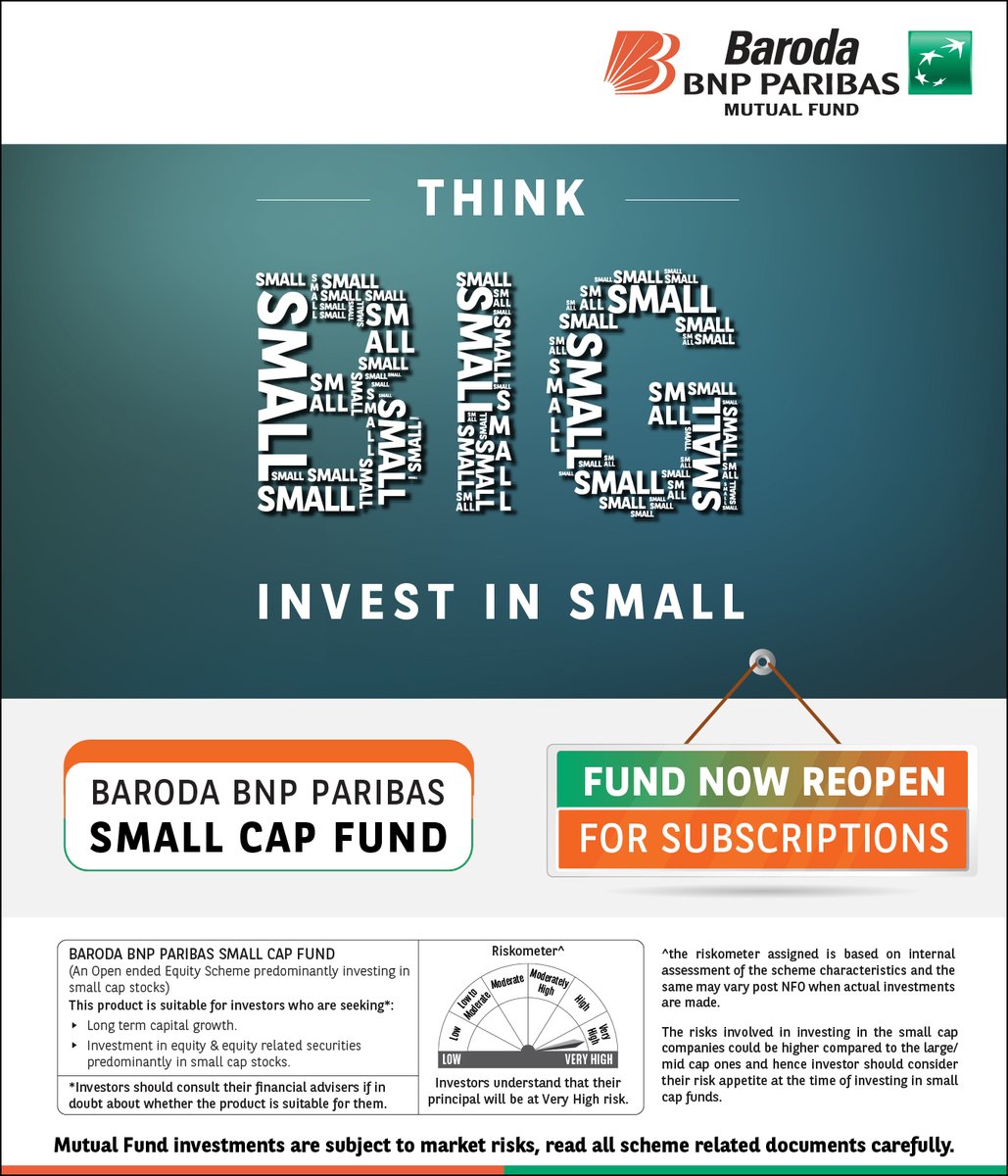 barodabnppmf's tweet image. Baroda BNP Paribas Small Cap Fund is now open for subscription!

#BarodaBNPParibas #SmallCapFund #SmallCap #FundReopen #SmallCapSahiHai #MutualFundSahiHaii #MutualFund