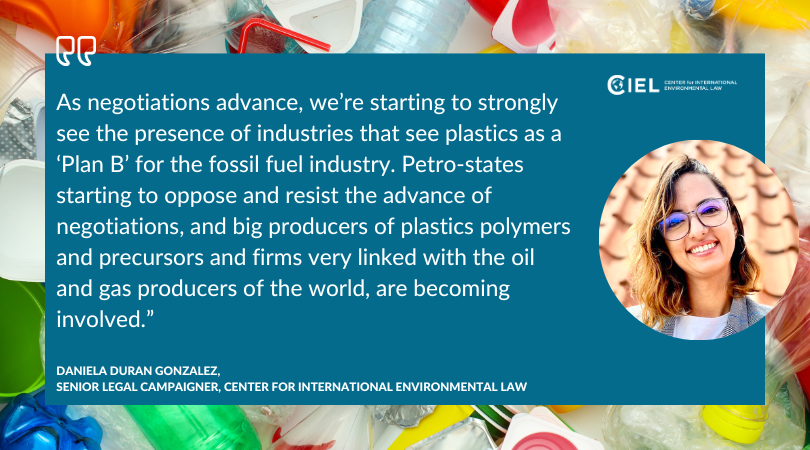 ciel_tweets's tweet photo. Influence of #petrochem &amp; #FossilFuel in #PlasticsTreaty talks sparks concerns. Explore #PlasticProduction regulation insights from @danieladurang6 &amp; @soopajane in this @equaltimes article by @ArthurNeslen Read more: https://t.co/1OXUw1sXMQ 🌍🔄 https://t.co/fjwPXl2Oo4