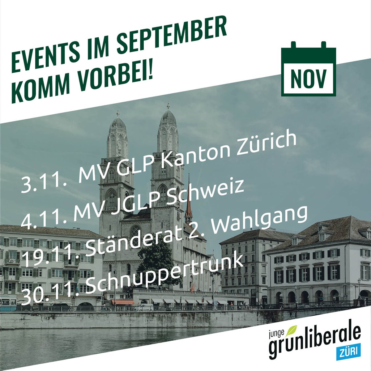 jglpZH's tweet photo. Auch im November finden wieder viele Events statt! Wir freuen uns, dich bei einer der Mitgliederversammlungen und am Schnuppertrunk begrüssen zu dürfen!
#events #jglp #grunliberal #politik #mitmachpartei https://t.co/BY4fIy2a4Q