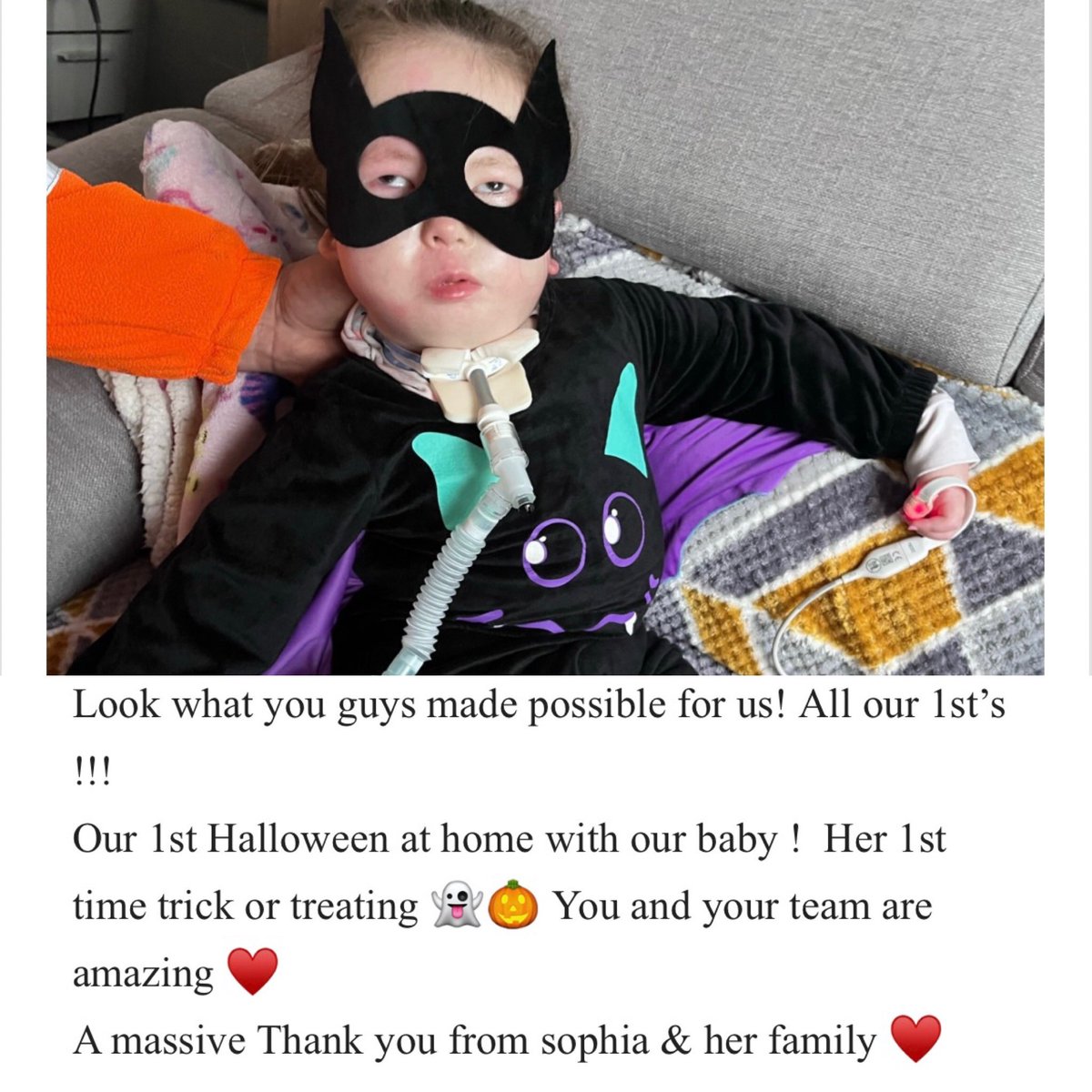 Children'sNursing_LSCFT (@lscftchildren) on Twitter photo Happy Halloween from Sophia and CPOC 🎃👻
Lovely feedback from family, we are so proud to be able to support Sophia to have all her firsts out of hospital
Xmas ✅
Birthday ✅
Halloween ✅
Now where’s that bonfire?
<a href="/EmmaCam92054227/">Emma Campbell</a> Happy Halloween from Sophia and CPOC 🎃👻
Lovely feedback from family, we are so proud to be able to support Sophia to have all her firsts out of hospital
Xmas ✅
Birthday ✅
Halloween ✅
Now where’s that bonfire?
<a href="/EmmaCam92054227/">Emma Campbell</a>