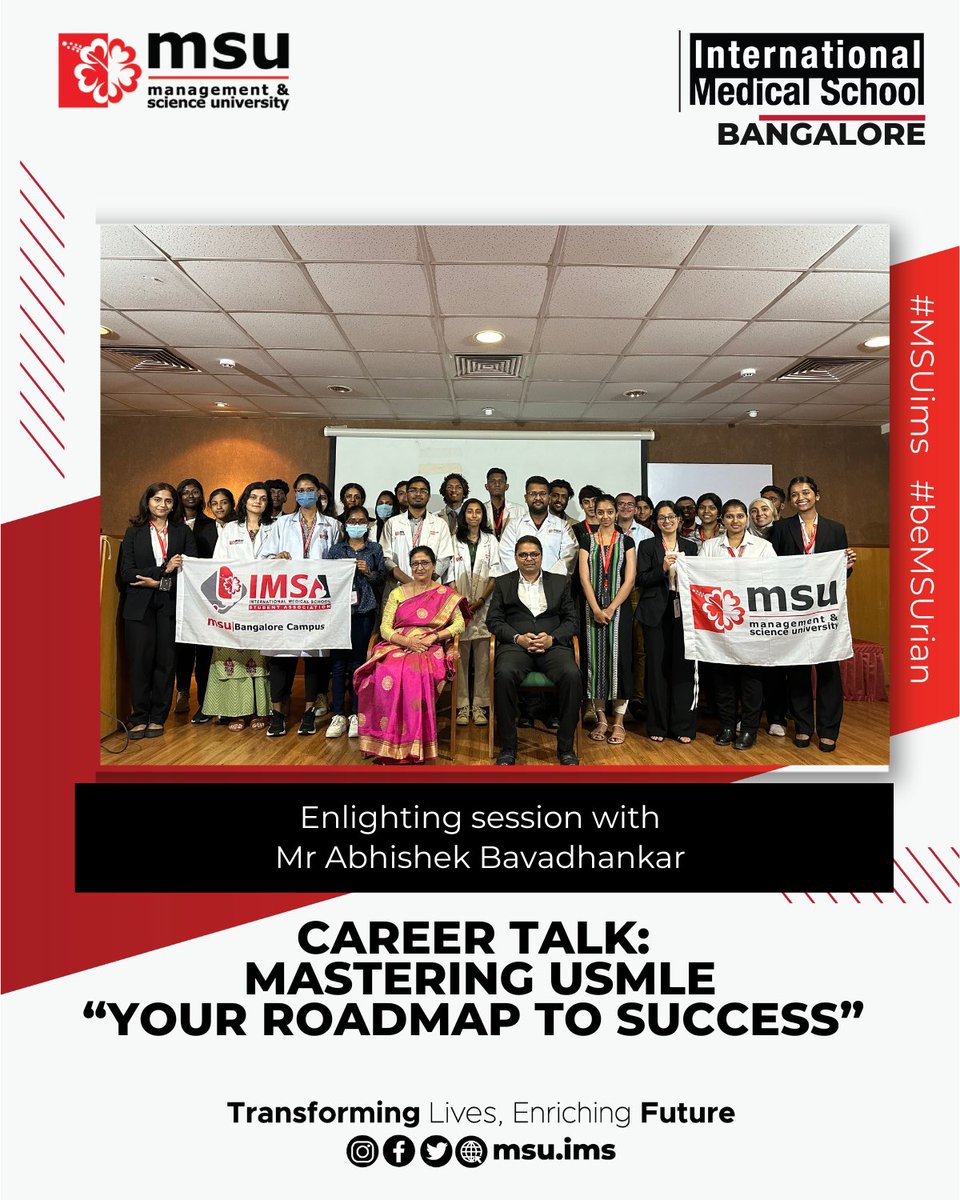 imsabangalore's tweet photo. Career Talk 🎤: Mastering USMLE - “Your Roadmap to Success”
             
A Enlighting session with Mr Abhishek Bavadhankar (Director of Medical Education Unit South East Asia Head), about step by step on how to prepare for USMLE exam for doctors to practice medicine in USA 🩺🇺🇸 https://t.co/XVTsw3q957