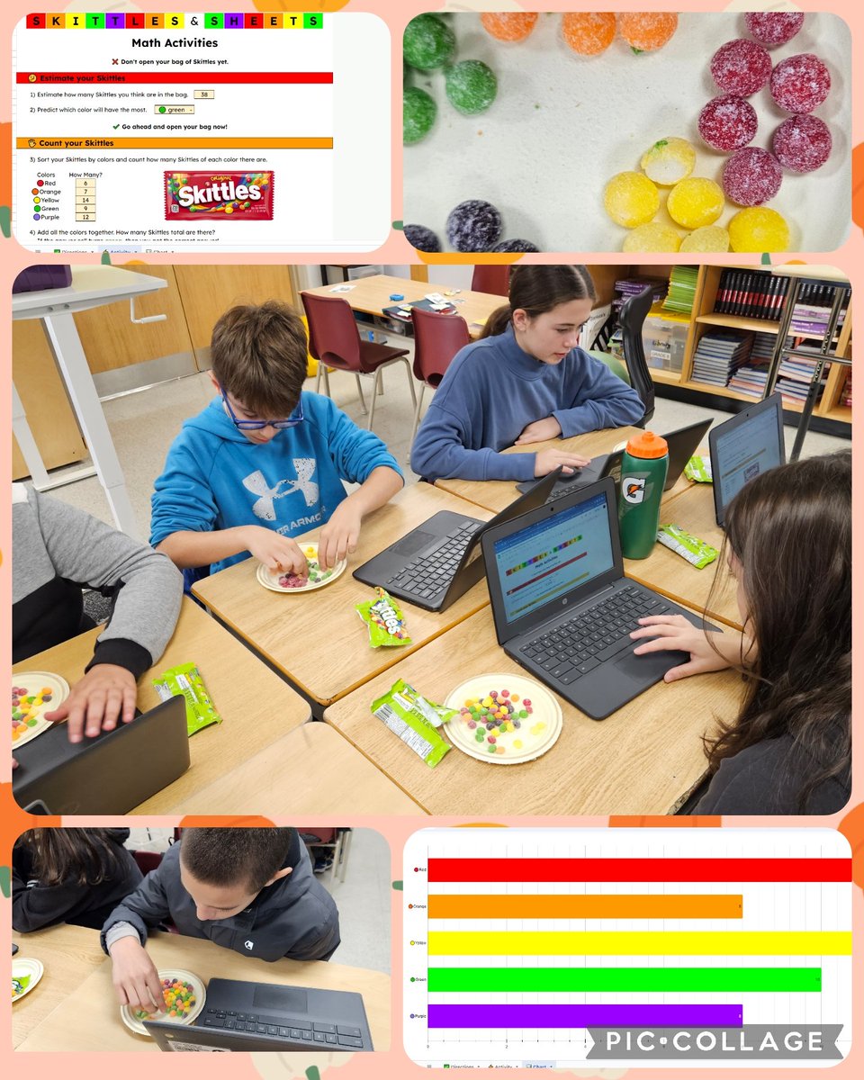 PantherVP's tweet photo. Halloween also meant Skittles Math and learning to enter and analyze data in a spreadsheet. 🎃📊🍬 #HalloweenFun #SweetMath @STCTimberwolves https://t.co/NyUK1Dumqz