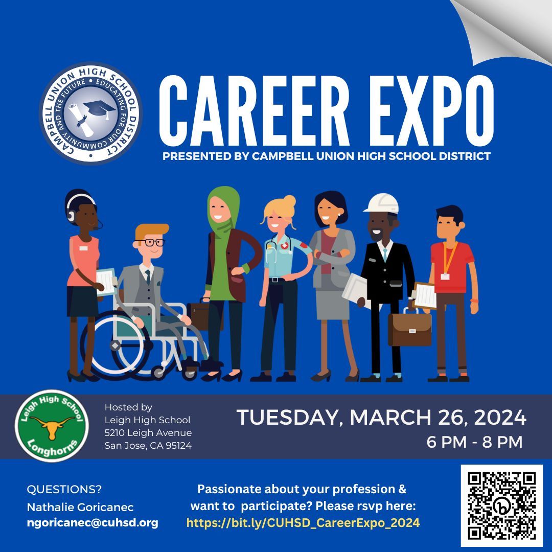 Campbell Union High School District (@mycuhsd) on Twitter photo #CUHSDCareerExpo 3/26/24
We are seeking businesses interested in:
💼 Hiring high school graduates, 
🧑💼 Providing career information, or
🔎  Looking to hire high schoolers for summer jobs (on-site interviewing encouraged) 
For more info & to Register: buff.ly/3QCOY4a #CUHSDCareerExpo 3/26/24
We are seeking businesses interested in:
💼 Hiring high school graduates, 
🧑💼 Providing career information, or
🔎  Looking to hire high schoolers for summer jobs (on-site interviewing encouraged) 
For more info & to Register: buff.ly/3QCOY4a