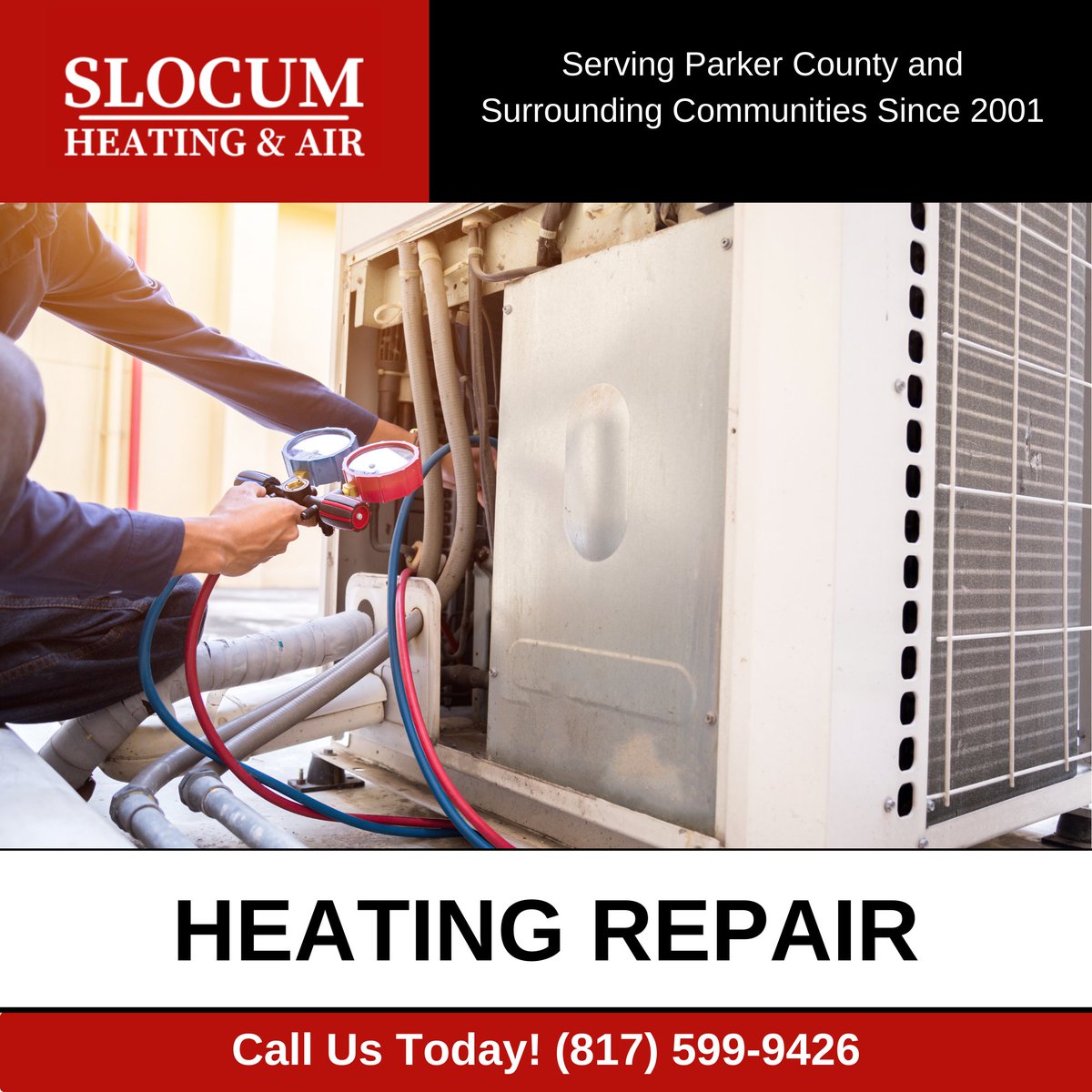 AirSlocum's tweet photo. Don't let the cold weather get the best of you! Slocum Heating and Air is here to keep you warm and cozy this winter. ❄️ Serving Parker County and surrounding communities with top-notch heating repair services.

Our team of experts is ready to tackle any hea... https://t.co/SOZKxvdanL