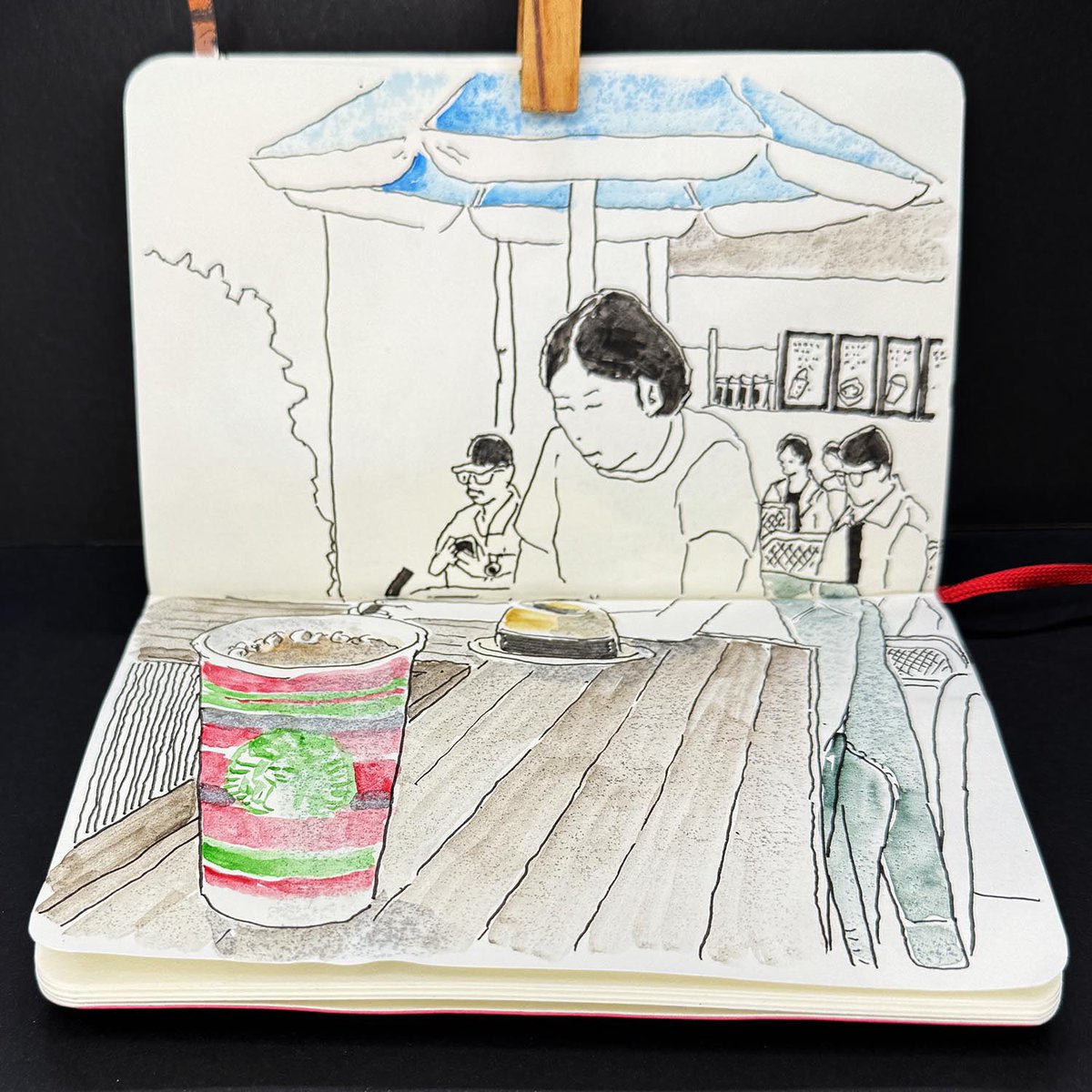SketchSuki's tweet photo. STARBUCKS、おもはらの森

個展会場に向かう途中で立ち寄りました、朝早くから意外と混んでいます。
帰り際の竹下通りを一枚。
何点か絵の紹介です。
　
#starbucks #スターバックス #おもはらの森 #個展 #東京ちょっとイイところ #アートインギャラリー #artingallery #竹下通り #スケッチ https://t.co/pds87YslTY