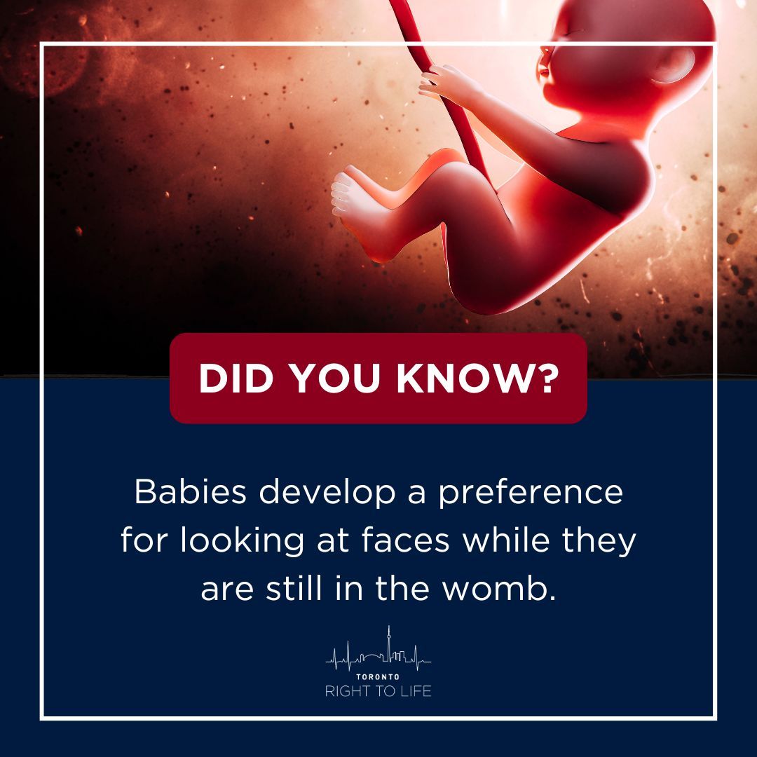 righttolifeTO's tweet image. In a new study, developmental psychologists have uncovered that pre-born babies are capable of developing preferences for faces even before they have seen one. Check out this post to learn more!
#prolife #preborn #fetus #science #prolifeto #pregnancy #abortion