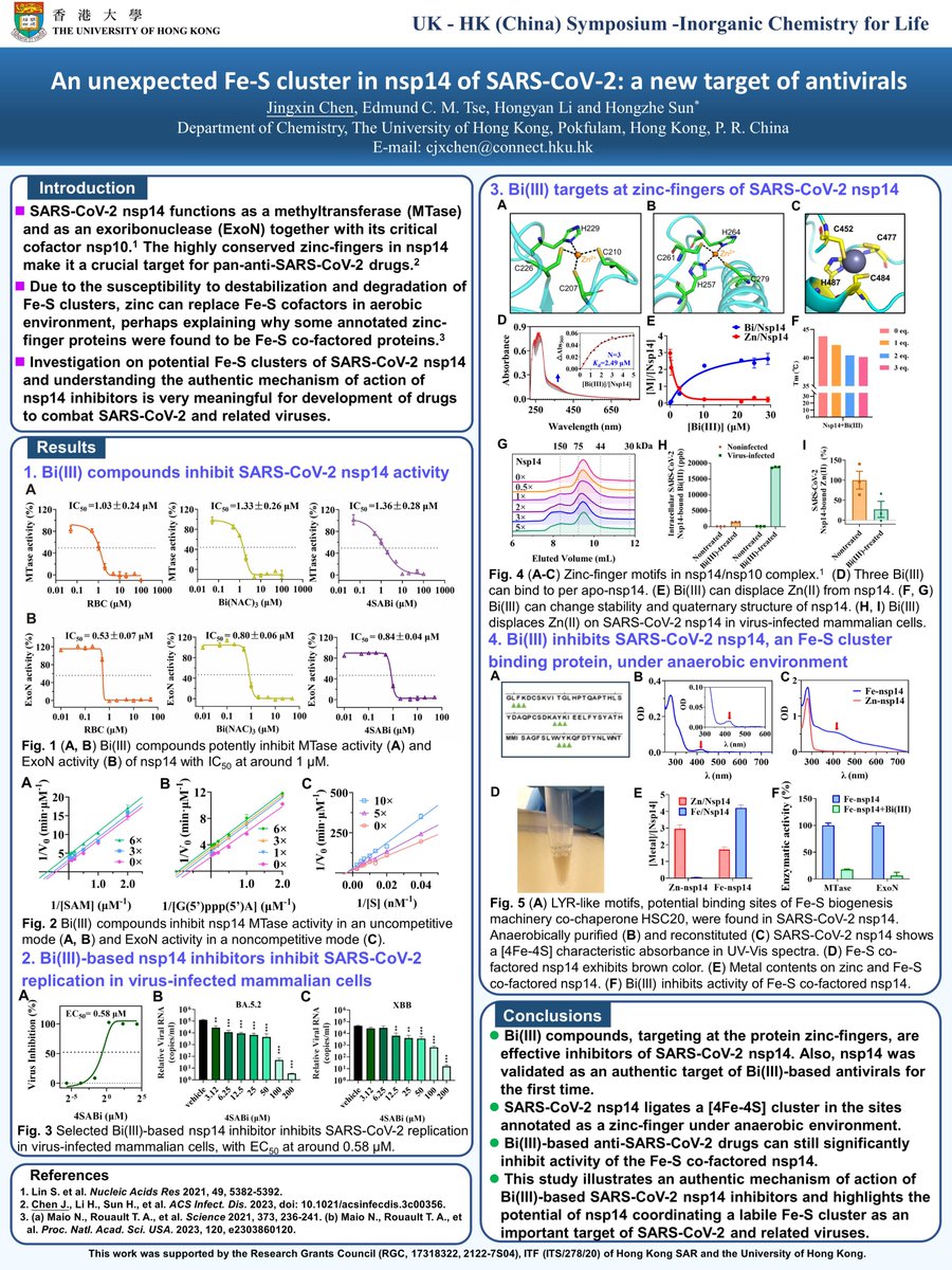 Jingxin_Jacey's tweet photo. Jingxin Chen from Prof. Hongzhe Sun's group, The University of Hong Kong.
Poster on SARS-CoV-2 nsp14: a new target of antivirals.
@InorgChem4Life
#IC4LPoster from cjxchen@connect.hku.hk https://t.co/YpAJwJ4RcW