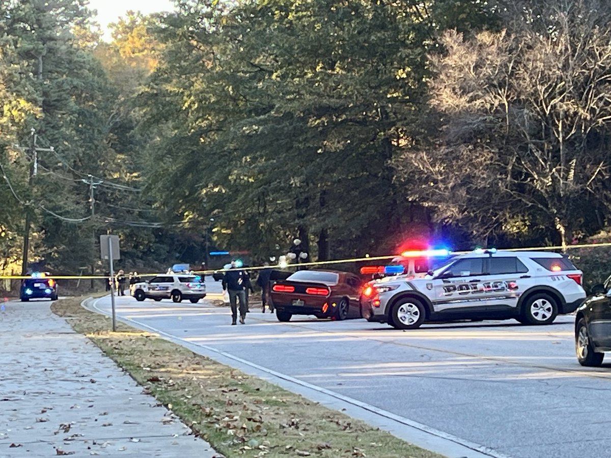 BREAKING: Dunwoody Police shot suspect after police chase. Stolen car wrecked on Ashford Dunwoody Rd and police say man ran from officers, drew a gun during foot chase, then shot by officers. Suspect taken to hospital