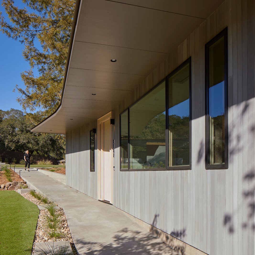 Nestled in northern California's wine country lies the peaceful Cory Lane Residence. This charming home displays 2,700 sq. ft. of reSAWN's WILLIWAW exterior cladding. 
+
Architect: Schwartz and Architecture
Builder: Fairweather and Associates 
Photographer: Bruce Damonte