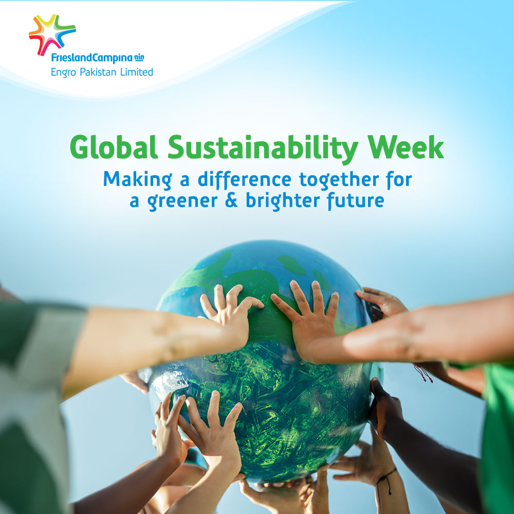 Global Sustainability Week 2023 is here! Dedicated to sustainable actions, this week focuses on fostering a greener footprint while nourishing a better planet. Stay tuned for exciting activities!

#GlobalSustainabilityWeek2023 #StepUp #BetterPlanet #FrieslandCampinaEngroPakistan