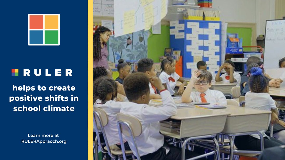 Did you know? Schools that implement #RULER experience positive shifts in school climate, leading to better emotional support, improved instruction, and organized classrooms. Learn more about creating an environment where everyone thrives. #EmotionsMatter rulerapproach.org/about/what-is-…