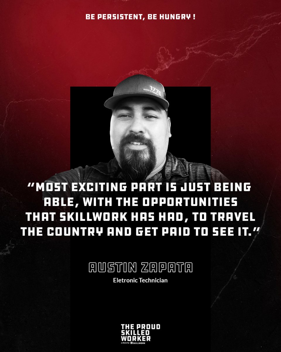 SkillworkCo's tweet image. Travel the country and get paid to see it? Yes, please! 🌎💼 Austin Zapata shares his exciting journey with Skillwork. Watch the full episode on YouTube. #Skillwork #TravelAndWork #ElectricTechnician 🎥