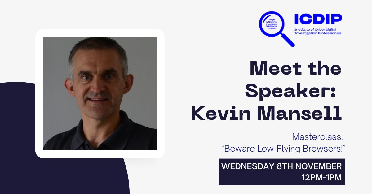 ICDIPHQ's tweet photo. Curious to explore the field of digital forensics and unlock investigative insights?🔍

Join Kevin Mansell and Peter Jones for the ‘Beware Low-Flying Browsers!’ masterclass on the 8th November!

https://t.co/IRaJCT0qPC 

OPEN TO ICDIP AND CIISec MEMBERS https://t.co/3UCiw6wF25