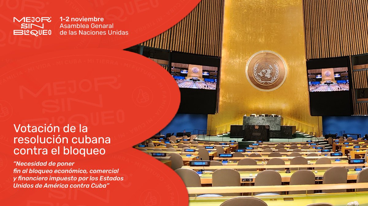 Hoy, 1 de noviembre, desde las 10.00 y hasta las 13.00 hrs el mundo🌎 estará denunciando el bloqueo genocida de EEUU vs #Cuba.

Sigue los detalles x @Cubaminrex y <a href="/cubavsbloqueo/">Cuba Vs Bloqueo</a> 

#BloqueoGenocida #MejorSinBloqueo