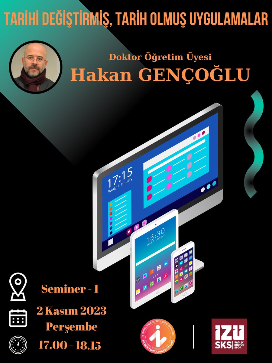 Yeni dönemin ilk etkinliğiyle karşınızdayız🎉 Konuşmacısı Doktor Öğretim Üyesi Hakan GENÇOĞLU olan Tarihi Değiştirmiş, Tarih Olmuş Uygulamalar seminerimize hepinizi bekliyoruz 🔥