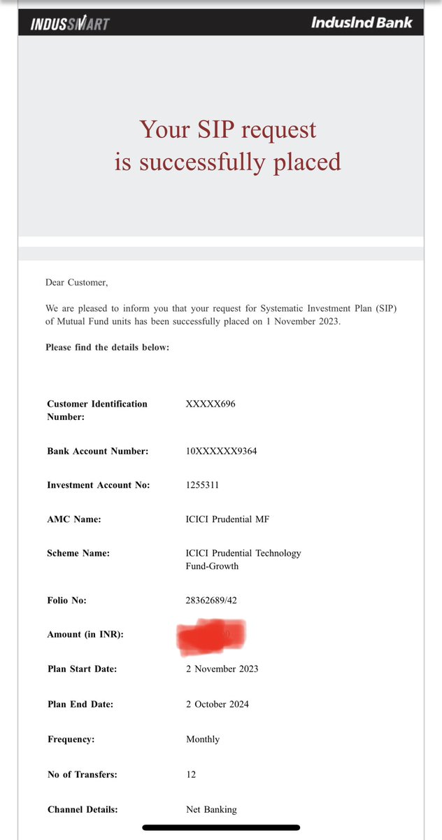 abhi4u05's tweet photo. @AnilSinghvi_ Thank you for your recommendation. Initiated the SIP on two fund’s suggested by you. @ICICIPruMF @TataMutualFund @MyIndusIndBank @ZeeBusiness #diwalionzee #InvestmentTips https://t.co/MU0KT9C9wg