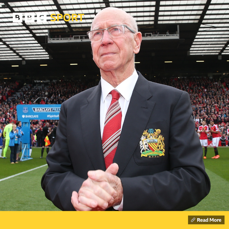 BBCSport's tweet photo. Sir Bobby Charlton died after an accidental fall at a care home, an inquest has heard.