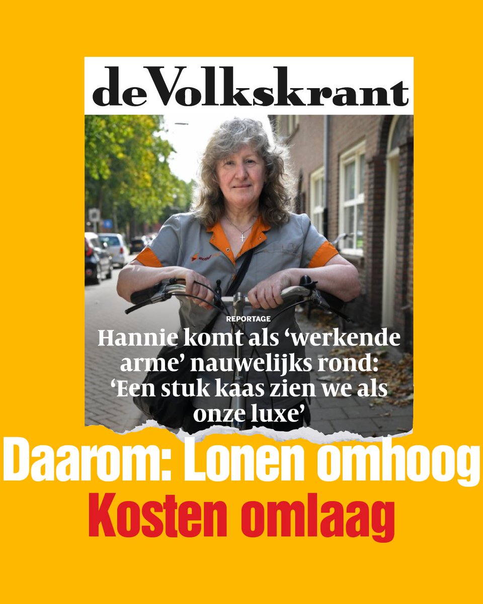 SPnl's tweet photo. Hannie is thuiszorgmedewerker en kan niet van haar loon leven. In Nederland zijn er 220.000 mensen met één of meer banen die onder de armoedegrens leven.

Werken moet lonen: het minimumloon moet omhoog, naar €16 en de kosten voor boodschappen omlaag. #GeenPleisters #StemSP https://t.co/Pw4UlJ8Iye