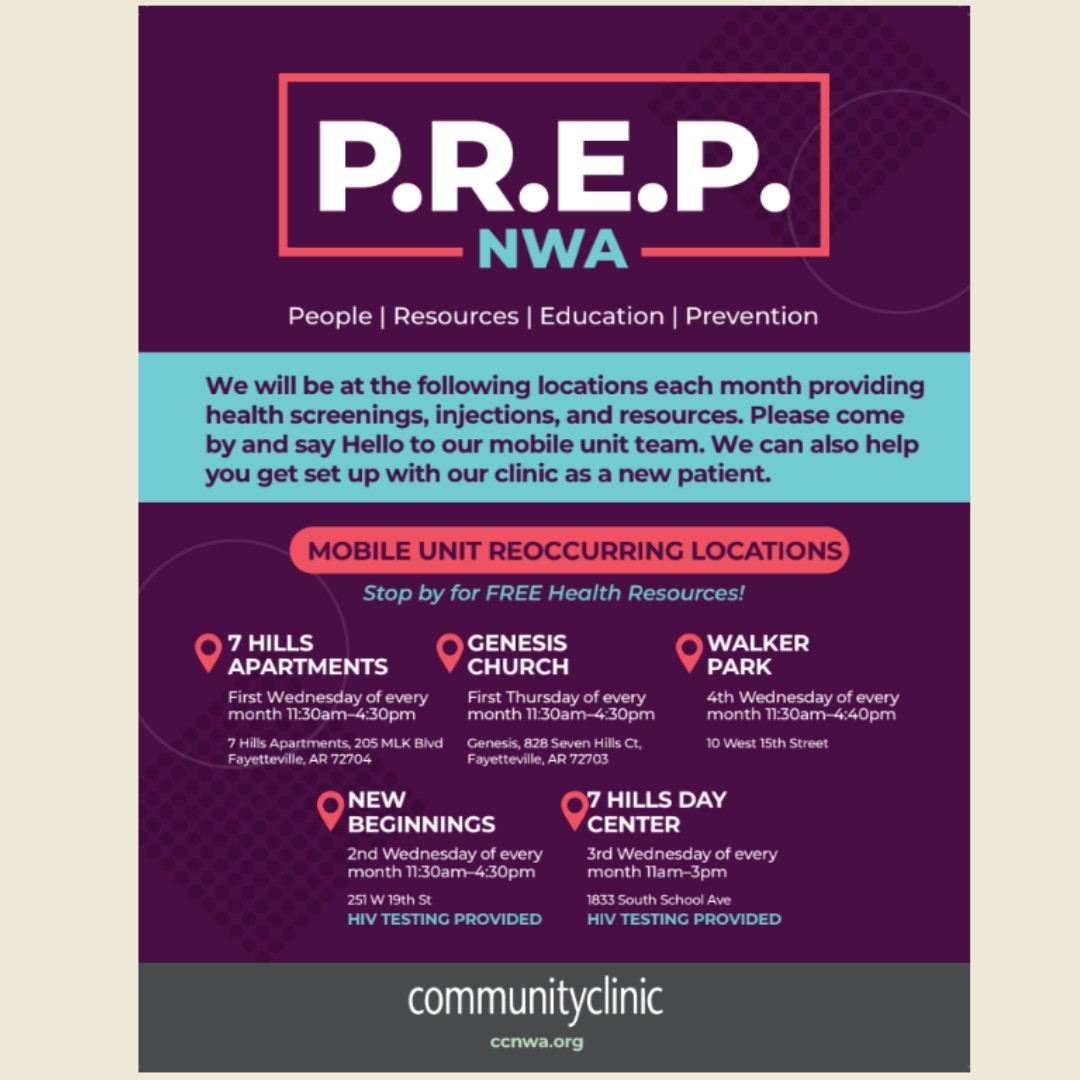 Each month, the Community Clinic Mobile Health Unit has scheduled stops where we offer FREE HIV rapid testing and Health screenings! #healthcarewhereyouare #hereforourcommunity #communityclinic